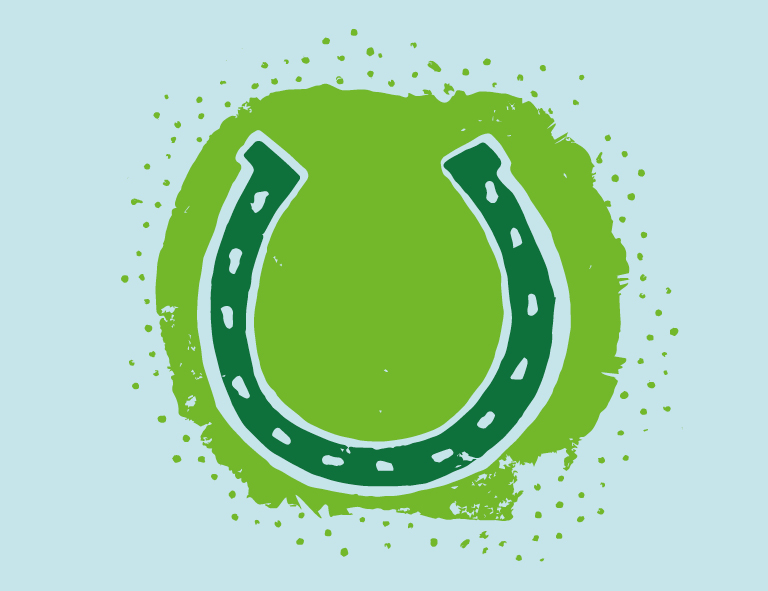 Illustratie hoefijzer groen blauw